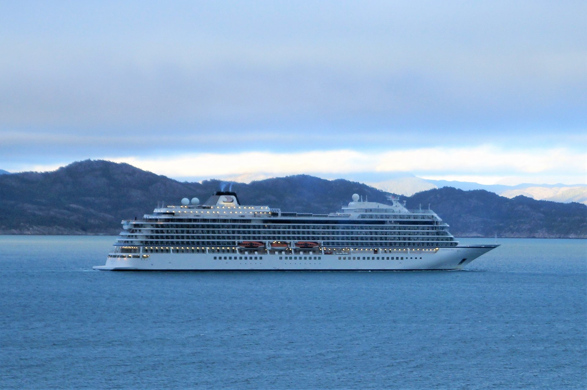 A Viking Ocean ship in the Mediterranean.